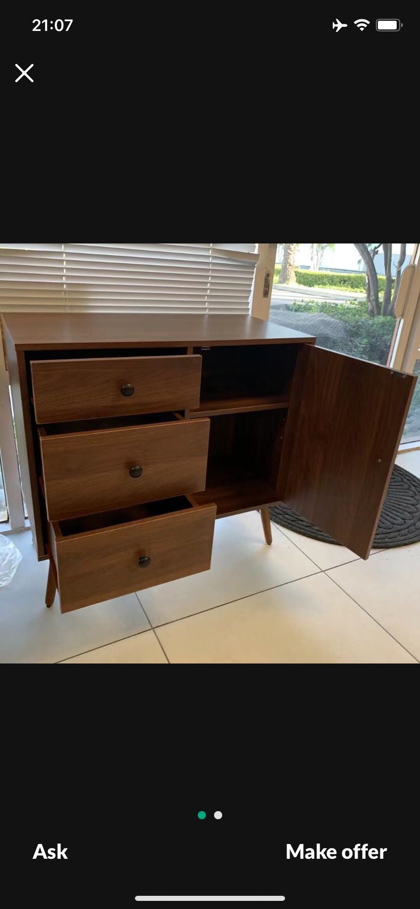 Storage Cabinet with 1 Side Cabinet and 3 Large Drawers, 1 Adjustable Shelf, Mid-Century Modern Sideboard, Drawer Dresser, 29.7" L TV Stand Freestandi