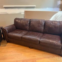 Leather Sofa And Side Table