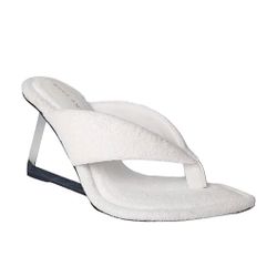 Good American Clear Wedge Sandals White Terry  Womens size 8.5