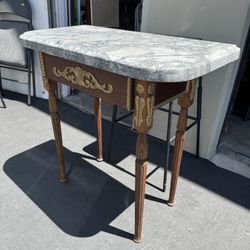 Real Marble Top Small Console Table Utility Table Good Condition 