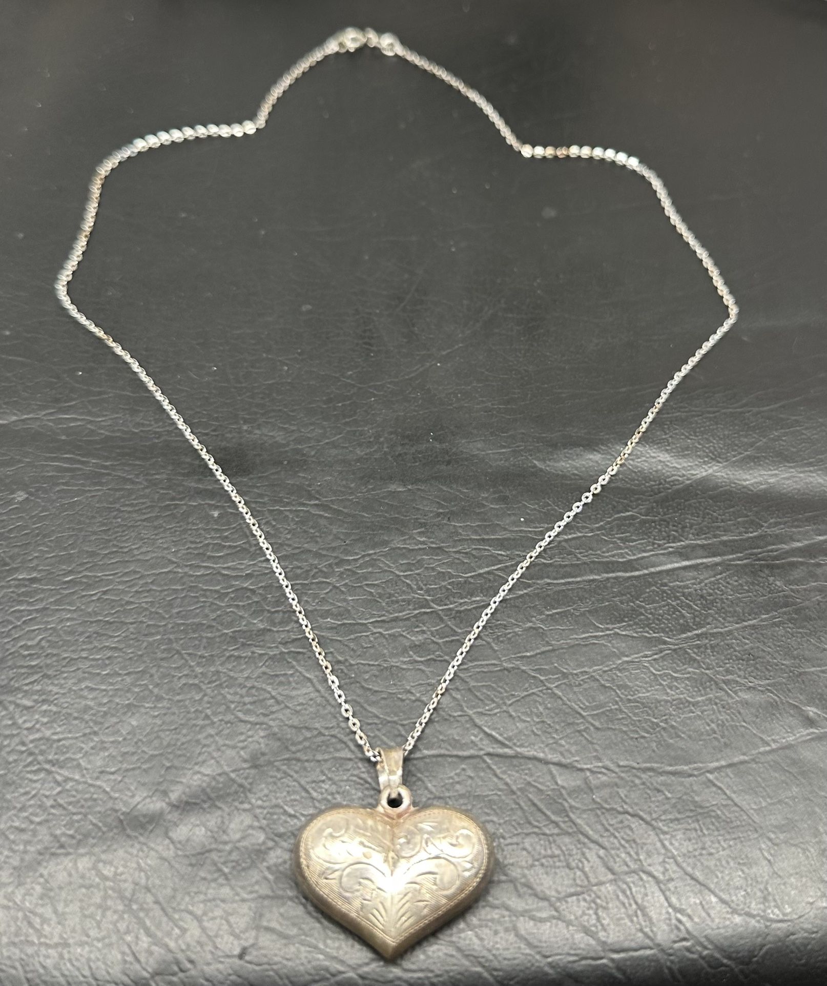 Hollow Vintage Antique Sterling Silver Heart Pendant
