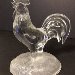 Vintage Cristal D’Arques Frosted Glass French Made Crystal Cut Rooster Figurine