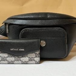 Authentic Michael Corse fanny pack sling pack black beige NEW