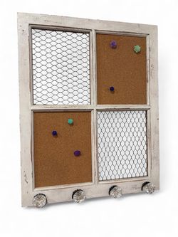 Rustic Farmhouse Cork Board and Chicken Wire Wall Organizer