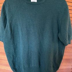 Vintage United Colors Of Benetton Made In Italy, Women's Small S Short Sleeve Soft Wool Blend Sweater Green