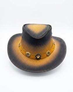 Real Leather Two-Tone Cowboy Hat – The Outlaw Star Western Outback Hat