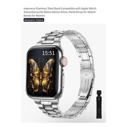 Brands new Stainless Steel Band Compatible with Apple Watch 42mm(Series10) 38mm 40mm 41mm, Metal Strap for iWatch Bands for Women  Whitestone/Flushing