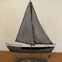 Metal Nautical Sailboat Sculpture