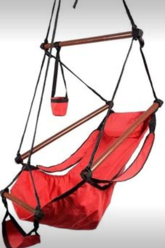 Red Hammock Seat Swing With large Metal Stand