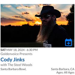 Cody Jinks Tickets   Santa Barbara Bowl  2tickets