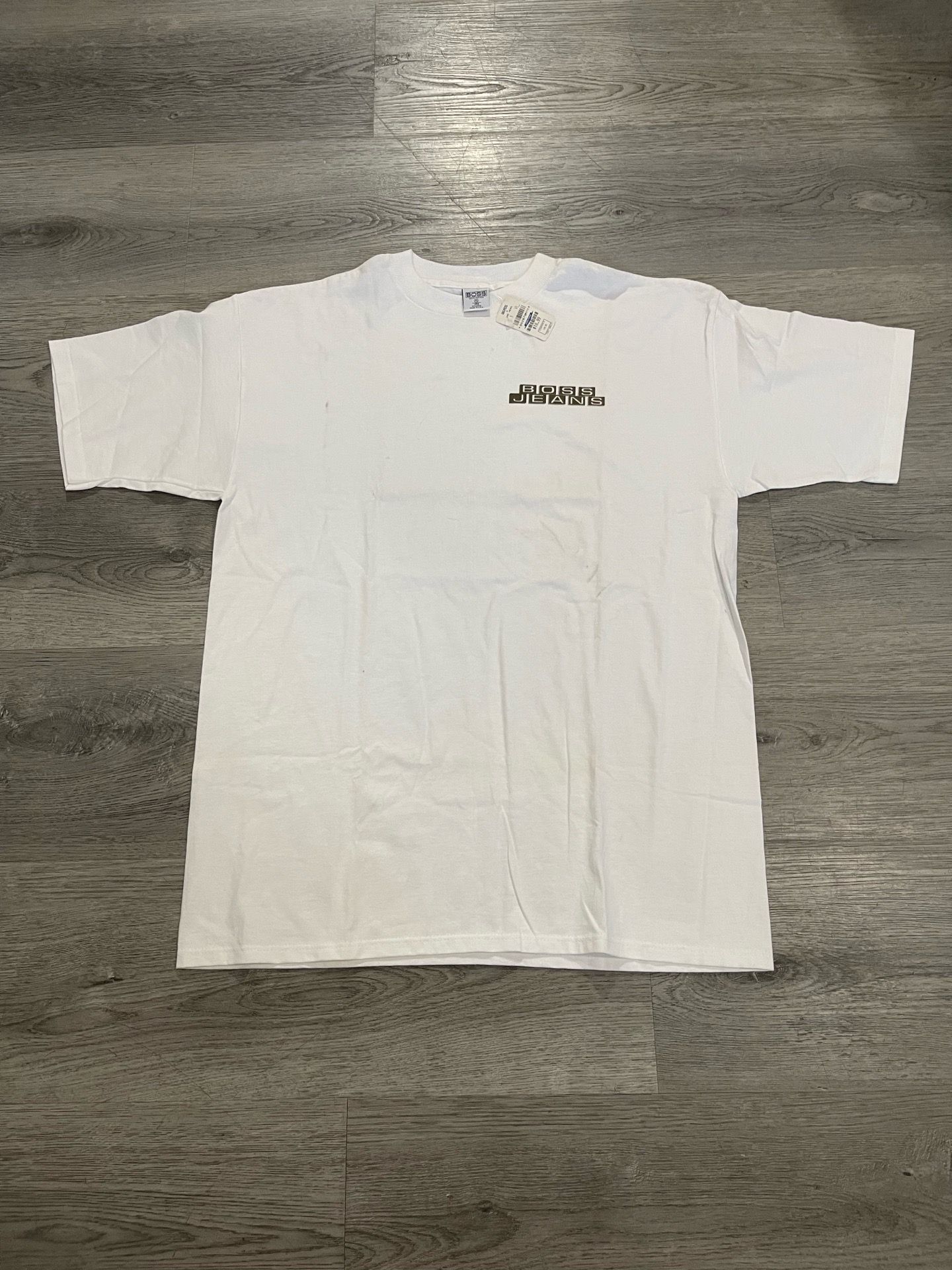 Vintage 1990s Boss Jeans Brand New White Graphic Mens Shirt