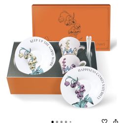 （New）（New）Tea Cup Set With 2 Tea Cups 2 Saucers And 2 Spoon ……