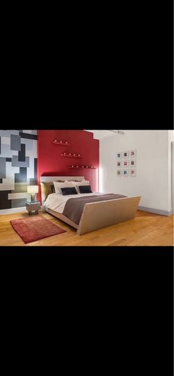 Modern industrial style aluminum finish bed frame
