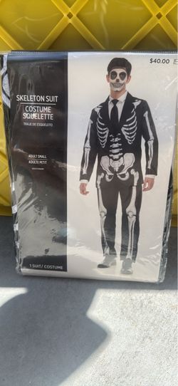 Skeleton Suit Halloween Costume Adult Small