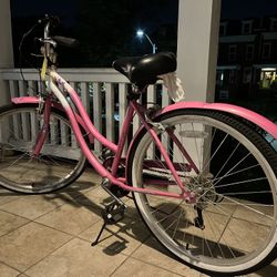 Susan G Komen 26" Multi-Speed Cruiser Women's Bike, Pink, with a pump and a lock 