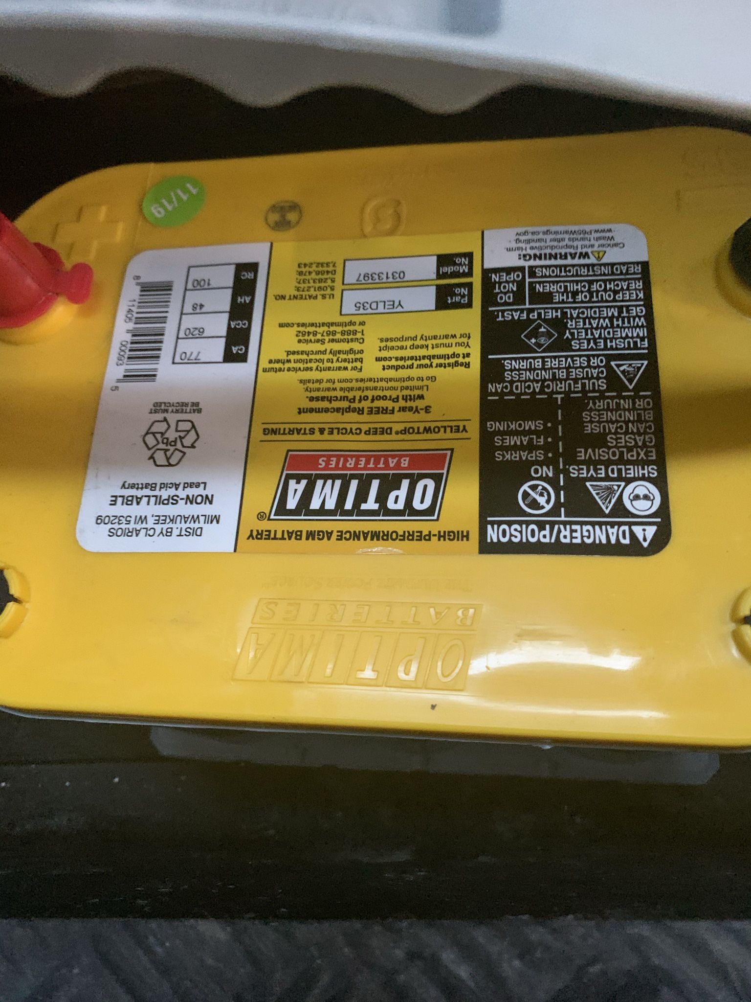 Brand New D35 Optima Battery