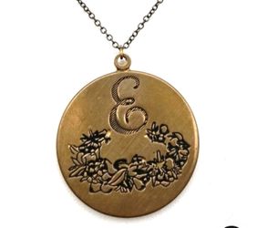 Letter E Floral Disc Initial Necklace