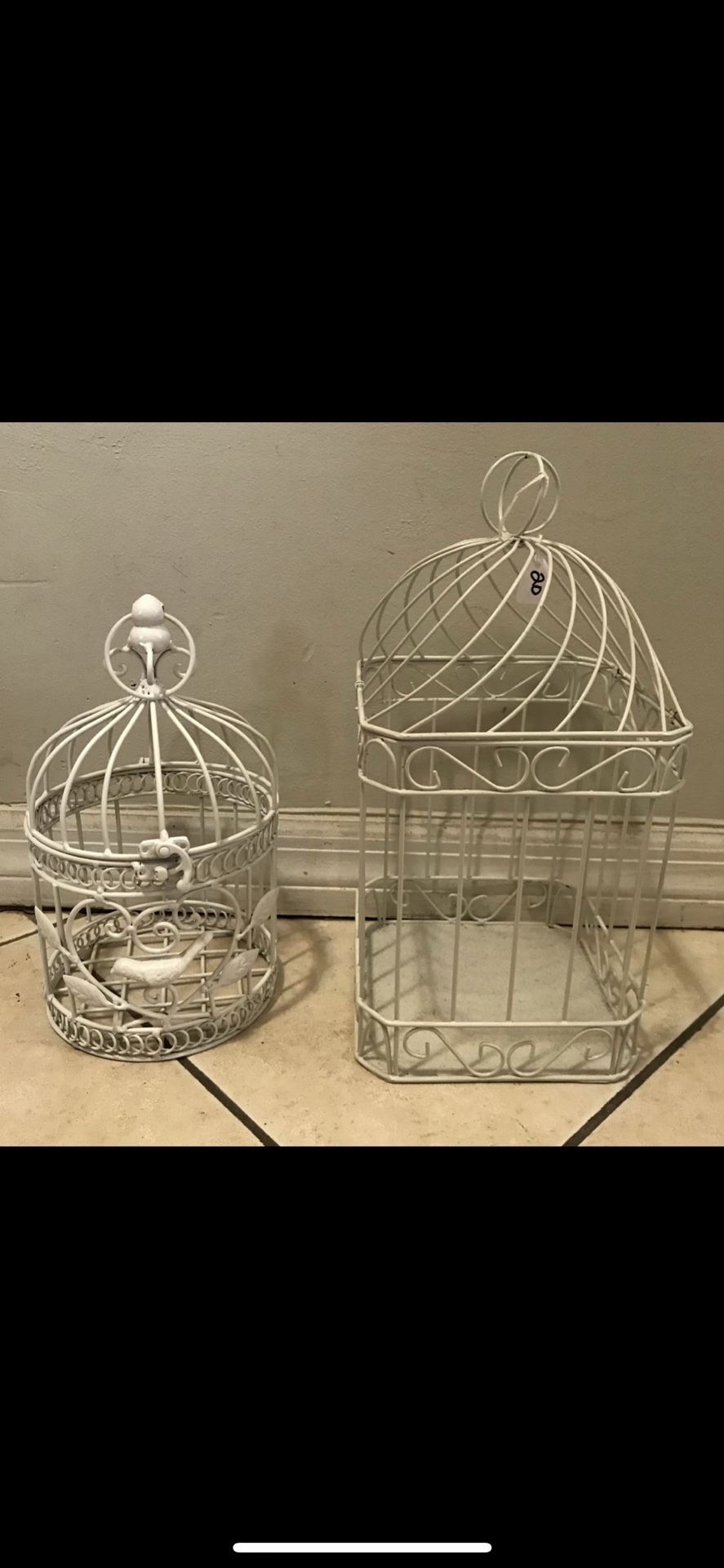 3 White and black birdcages decorative only