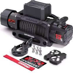 🟢 13500 lb Recovery Winch with Synthetic Rope and 2 Wireless Remotes