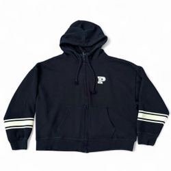 Pink Victoria's Secret black zip up hoodie sweater