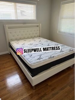 NEW QUEEN BED FRAME WITH MATTRESS
