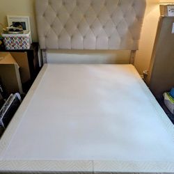 Queen Bed Frame (Beige, upholstered) 