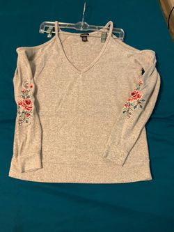 Rue 21 Floral Embroidered Cold Shoulder Sweater