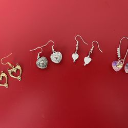 4 Pairs of HEART Shaped Earrings 