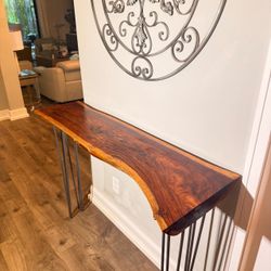 Oak live edge console table