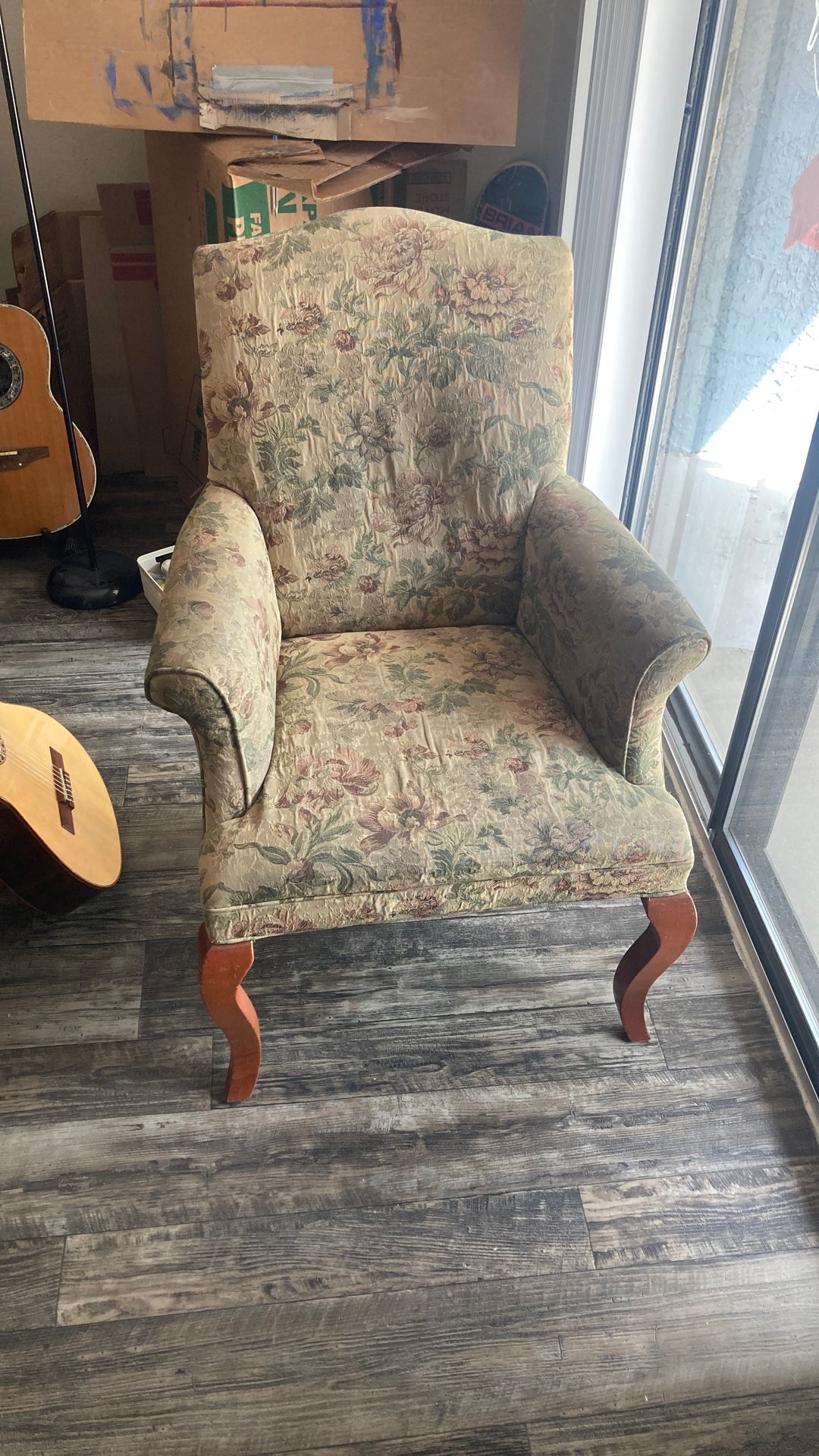 Beige floral armchair