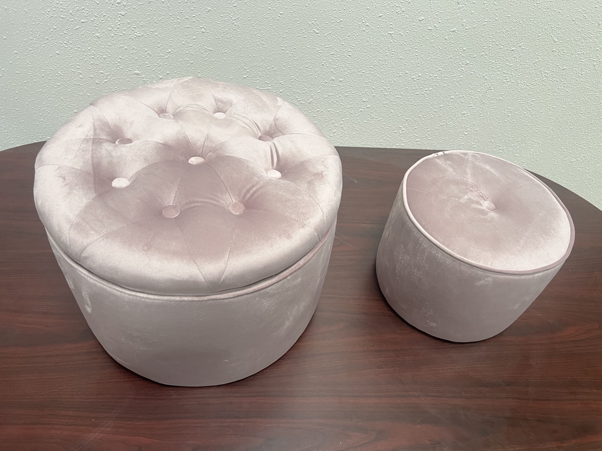 Storage Ottoman Footstool, Round Foot Stool Velvet Cloth Round Ottoman Ottoman Foot Rest for for Entryway,Living Room, Bedroom and Kids Room