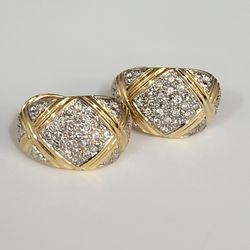 Beautiful Art 14k Diamond Yellow-White Gold Earrings With 10.7g Of Gold