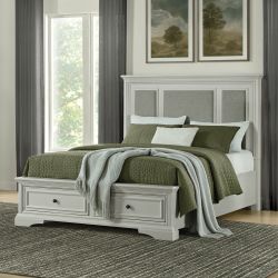 Anistyn Wood Bed Frame with Upholstered Headboard, King