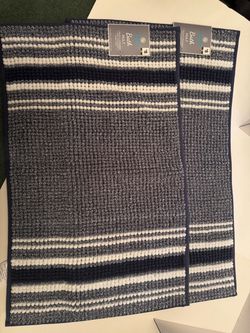 Pair of navy bath mats