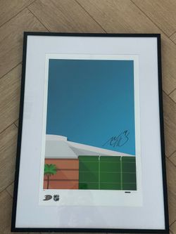 framed, signed minimalist art print featuring Honda Center