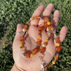 Orange Beaded Necklace 