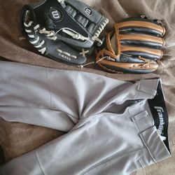 Youth Baseball Pants And Gloves. Free!