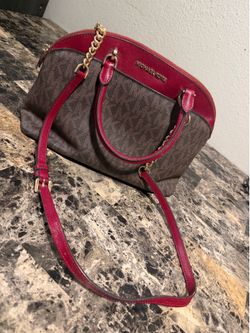 Michael Kors Brown and Red Dome Satchel