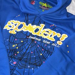 Blue Medium Sized Sp5der Hoodie