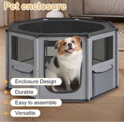 Dog Playpen for Small Dogs & Puppies, Portable Octagon Breathable Pet Play Pen for Cat, Puppies, Rabbits, 48.82" Foldable Pet Fence Cat Tent, Waterpro