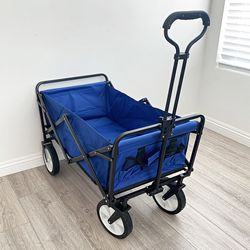 (New) $50 Collapsible Folding Wagon Outdoor Utility Cart 34x20x22”, Black/Blue color 