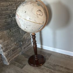 Vintage Replogle 16” World Classic Globe Wood Stand