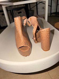 Tan crocodile  platform heels