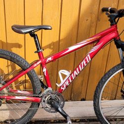 specialized Red Rockhopper comp 15.5 small dirt jumper rock shox tora 26 disc for Sale in Richardson TX OfferUp