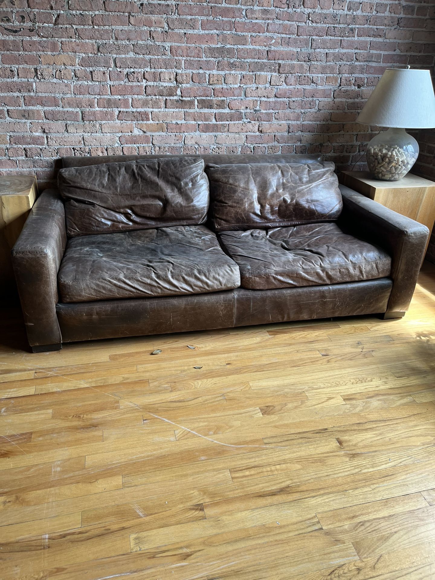 Restoration Hardware Brown Leather Couch