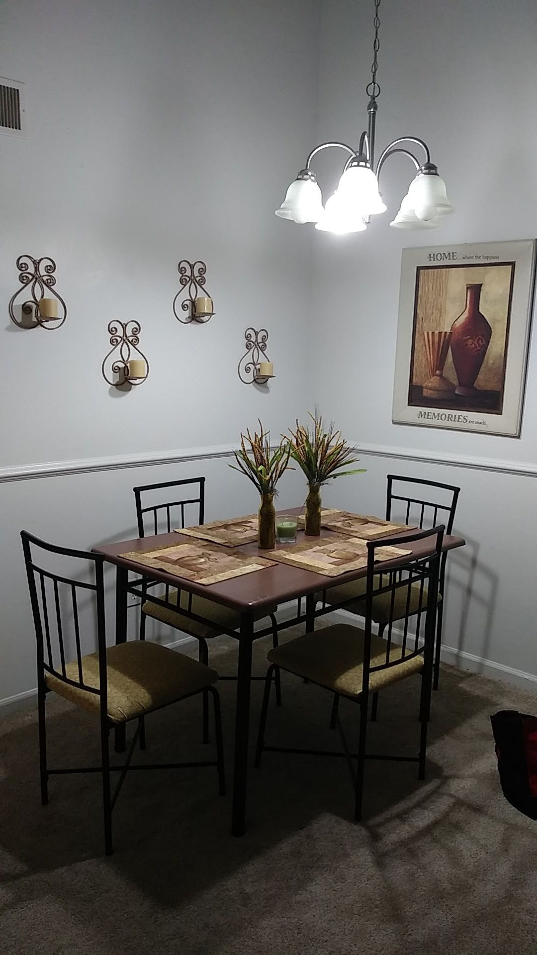 Entire Dinning Set... Freshly painted table... Newly covered chairs