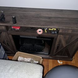 WoodGrain Tv Stand w Removable Fire place 
