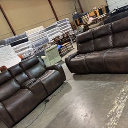Leather Electric Recliner   Sofas Set 3 Pieces 