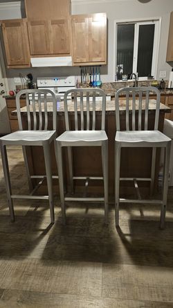 Tall Brushed Aluminum Bar Stools