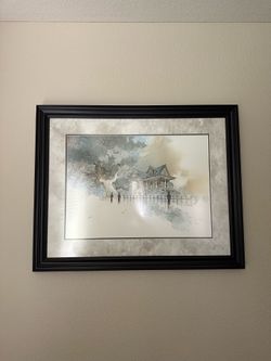 Michael Atkinson "Country Home" Framed Art Print – Victorian Watercolor Scene
